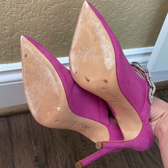 Schutz Elisah Pink Slip On Pointy Toe Embellished Upper High Stiletto Heel 5.5 - Picture 6 of 11